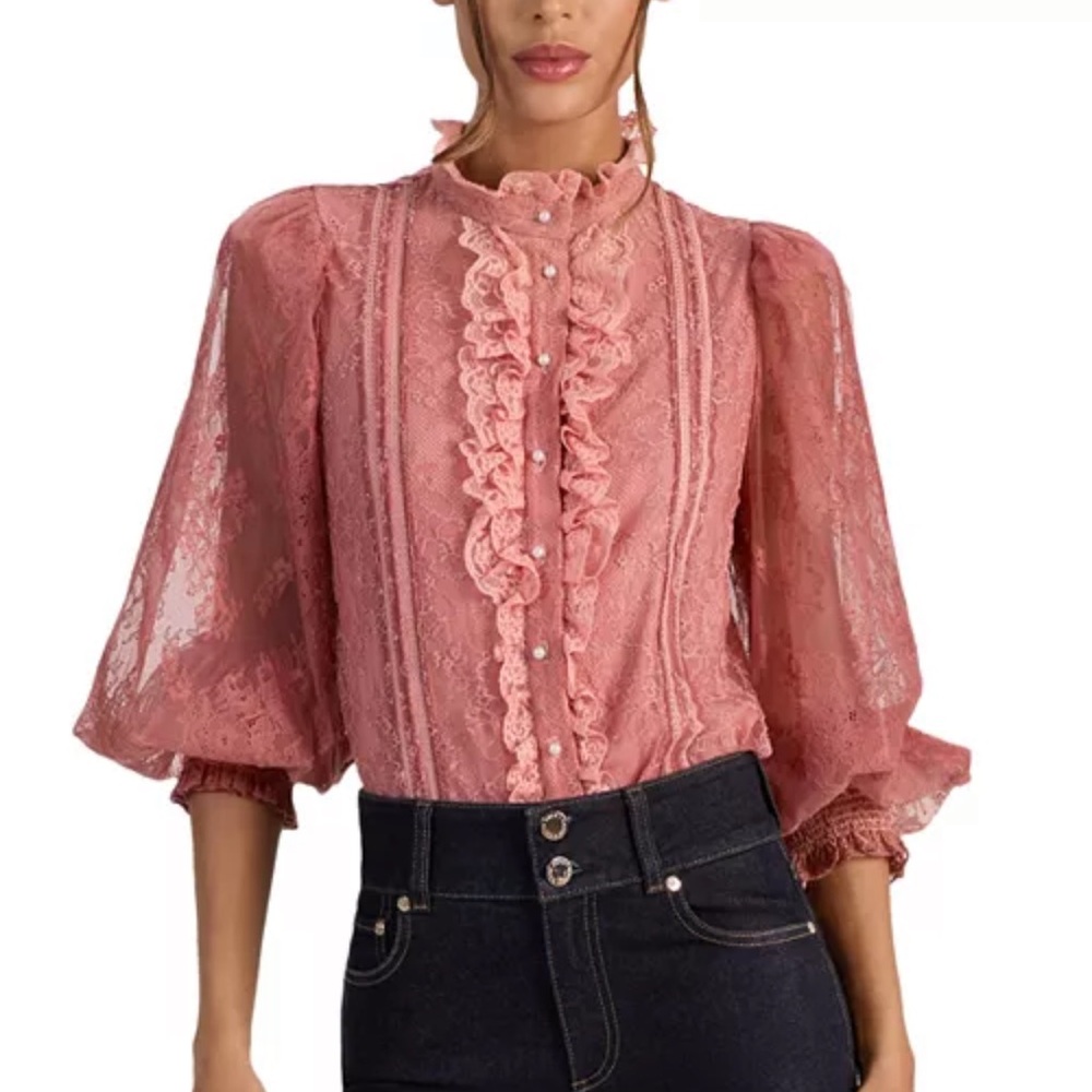 Alice + Olivia mock neck lace top